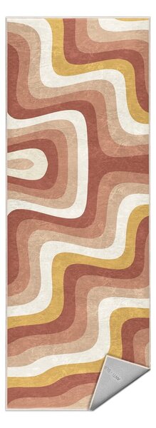 Covor tip traversă galben ocru-roz prăfuit lavabil 60x230 cm Creamy Strawberry Swirl – Mila Home