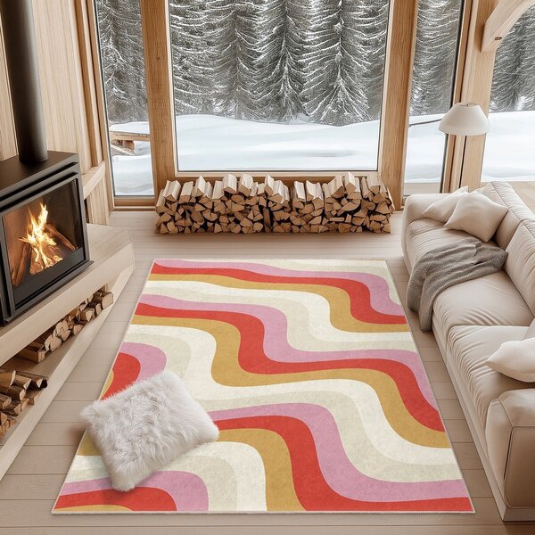 Covor tip traversă galben-roz lavabil 60x230 cm Creamy Raspberry Swirl – Mila Home