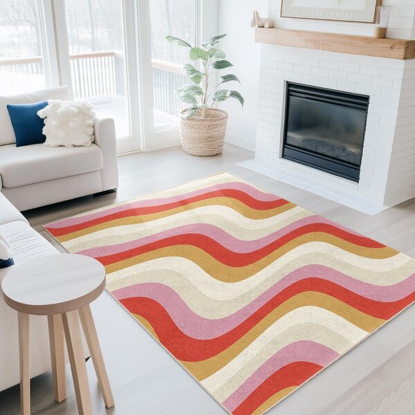 Covor tip traversă galben-roz lavabil 60x230 cm Creamy Raspberry Swirl – Mila Home