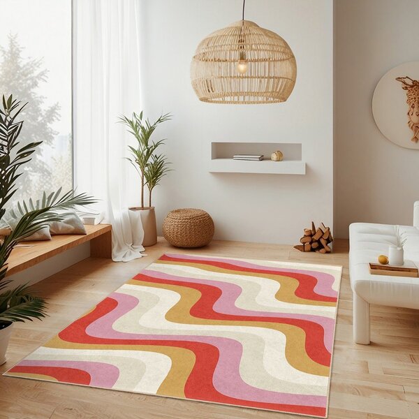 Covor tip traversă galben-roz lavabil 60x230 cm Creamy Raspberry Swirl – Mila Home
