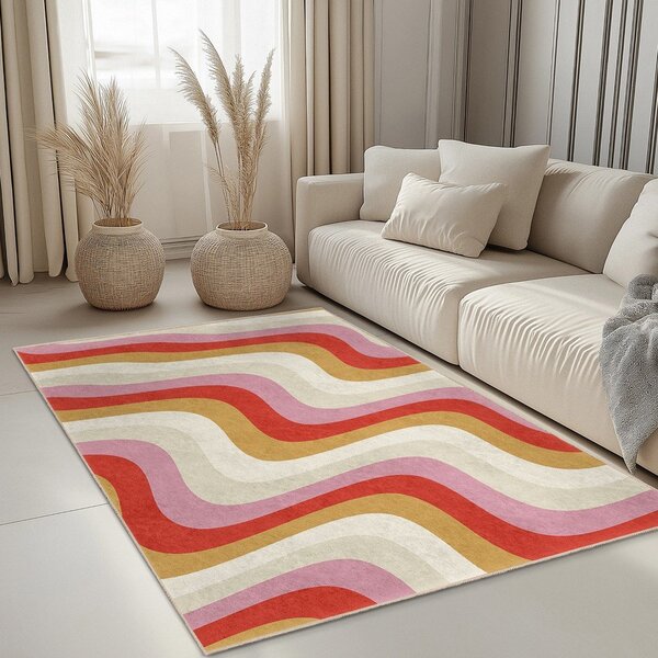 Covor tip traversă galben-roz lavabil 60x230 cm Creamy Raspberry Swirl – Mila Home