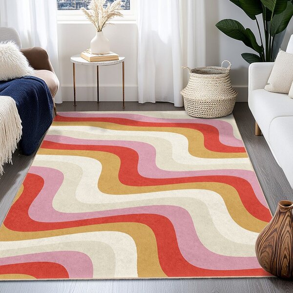 Covor tip traversă galben-roz lavabil 60x230 cm Creamy Raspberry Swirl – Mila Home
