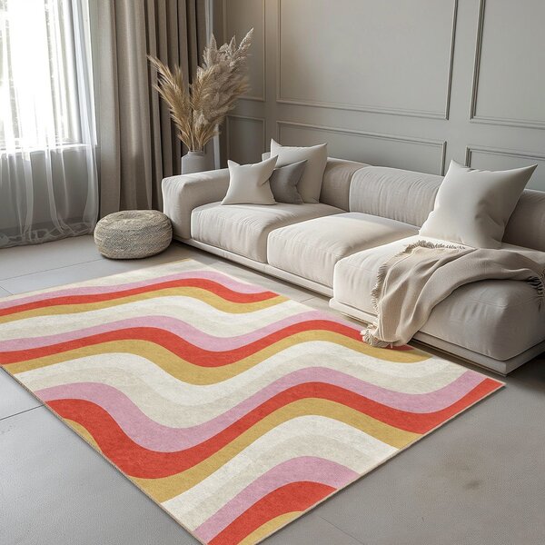 Covor tip traversă galben-roz lavabil 60x230 cm Creamy Raspberry Swirl – Mila Home