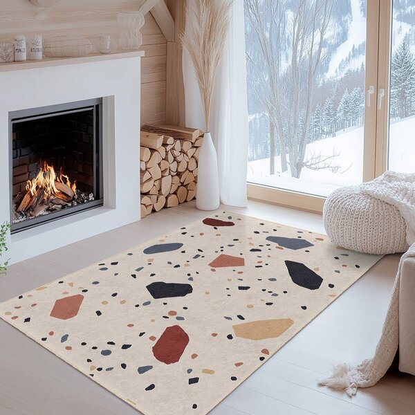Covor tip traversă crem lavabil 80x200 cm Cracked Terrazzo – Mila Home