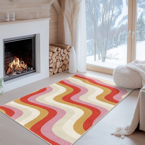Covor tip traversă galben-roz lavabil 60x230 cm Creamy Raspberry Swirl – Mila Home