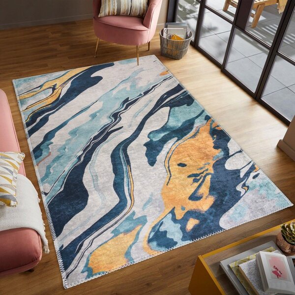 Covor galben-albastru lavabil 60x100 cm Colors of Joy – Vitaus