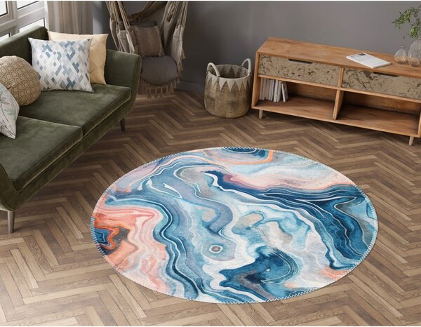 Covor albastru-roz lavabil rotund ø 120 cm Colors of Joy – Vitaus