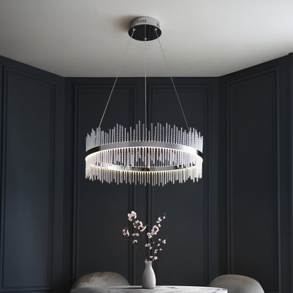 Endon 107108 - Lampă suspendată pe cablu, LED/56W/230V 3000K, crom lucios