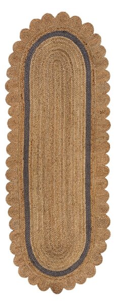 Covor tip traversă gri/în culoare naturală țesut manual din iută 80x230 cm Grace Grey – Flair Rugs