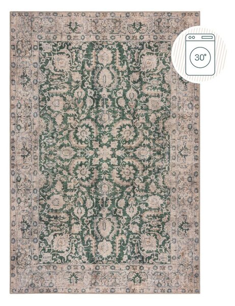 Covor verde lavabil 152x230 cm Beau Floral – Flair Rugs