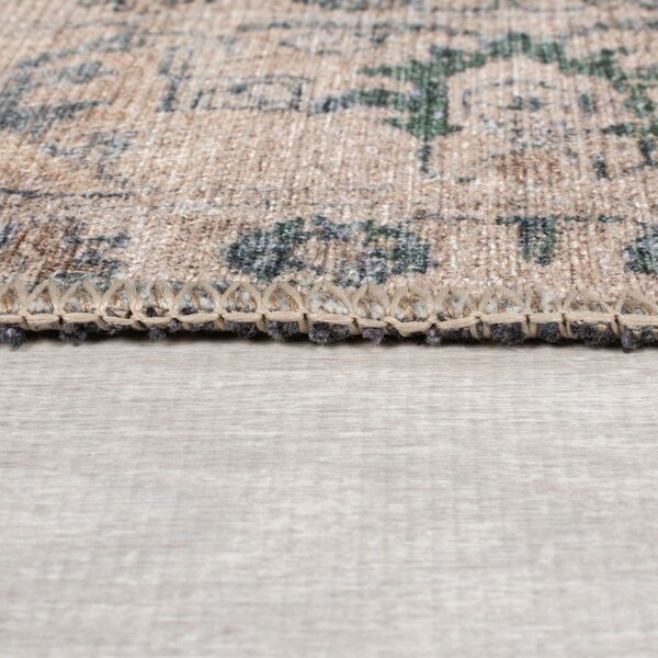 Covor verde lavabil 152x230 cm Beau Floral – Flair Rugs