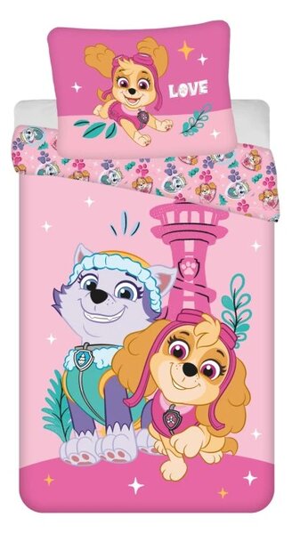 Lenjerie de pat pentru copii din microfibra PAW PATROL Skye & Everest roz Dimensiune lenjerie de pat: 70 x 90 cm | 140 x 200 cm