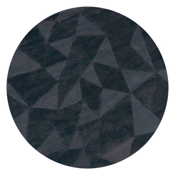 Covor gri antracit țesut manual rotund din lână ø 160 cm Shard Charcoal – Flair Rugs