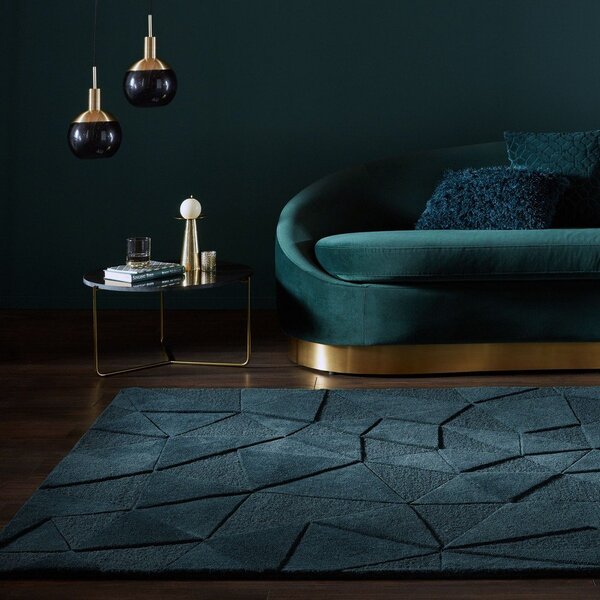 Covor albastru-verde țesut manual din lână 120x170 cm Shard Teal – Flair Rugs