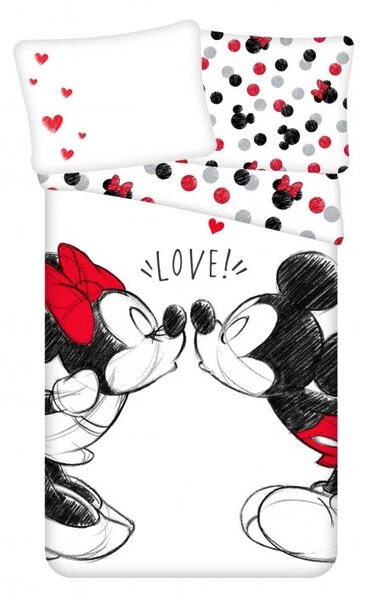 Lenjerie de pat pentru copii MICKEY & MINNIE KISS alb Dimensiune lenjerie de pat: 70 x 90 cm | 140 x 200 cm