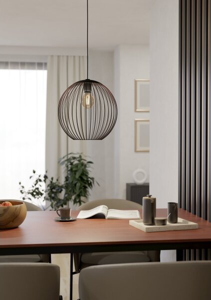 Eglo 901868 - Lustră suspendată pe cablu ALMANZORA 1xE27/60W/230V neagră