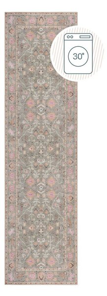 Covor tip traversă verde deschis lavabil 60x230 cm Una Floral – Flair Rugs