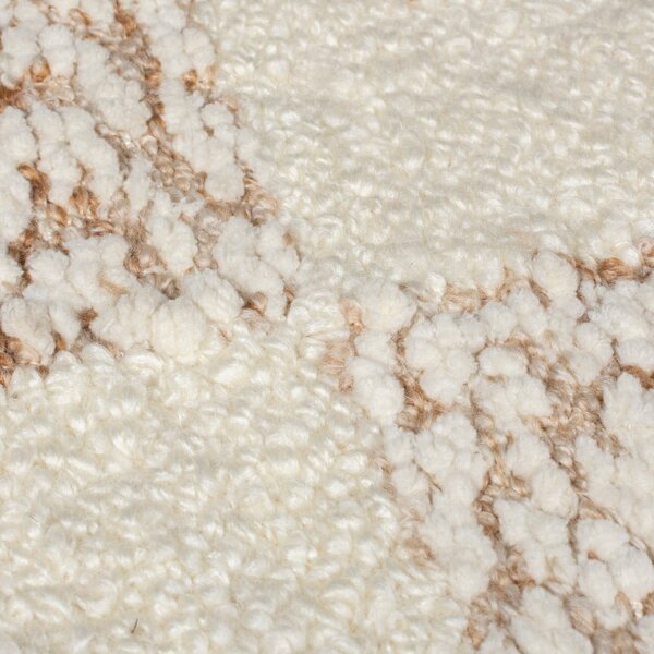 Covor crem/în culoare naturală țesut manual din amestesc de lână 200x300 cm Eric Checkboard – Flair Rugs