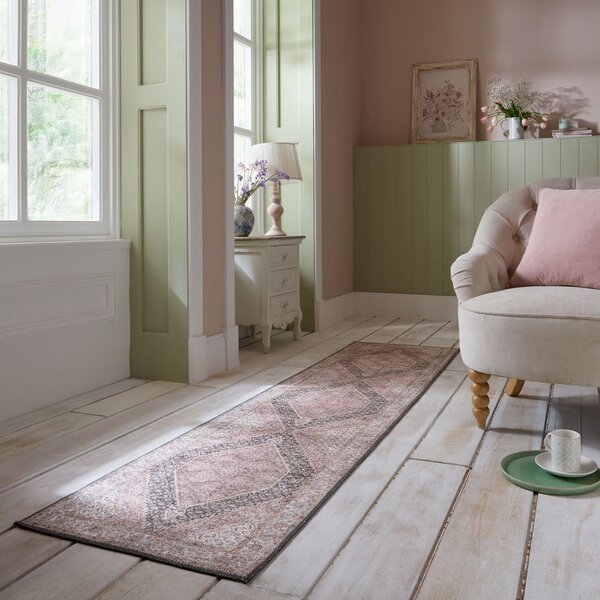 Covor tip traversă roz lavabil 60x230 cm Briony Traditional – Flair Rugs