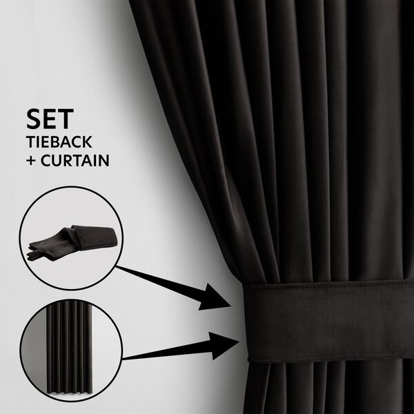 Draperie neagră dimout (semi-opacă) din catifea 140x270 cm – Restilo