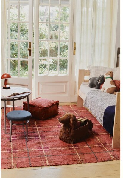 Covor roșu lavabil, țesut manual din bumbac 90x120 cm Tartan Vintage Red – Lorena Canals