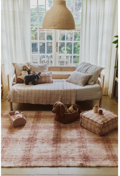 Covor roz deschis lavabil, țesut manual din bumbac 90x120 cm Tartan Rose – Lorena Canals