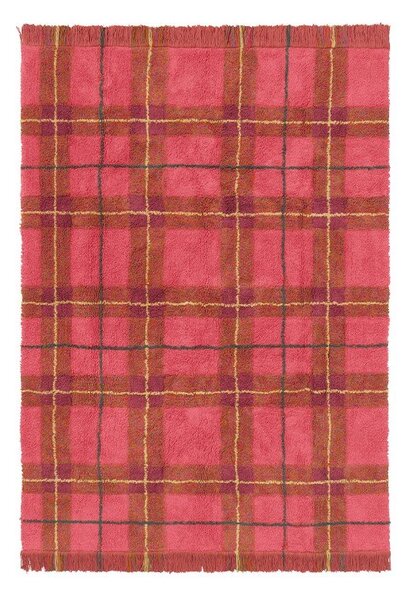 Covor roșu lavabil, țesut manual din bumbac 90x120 cm Tartan Vintage Red – Lorena Canals