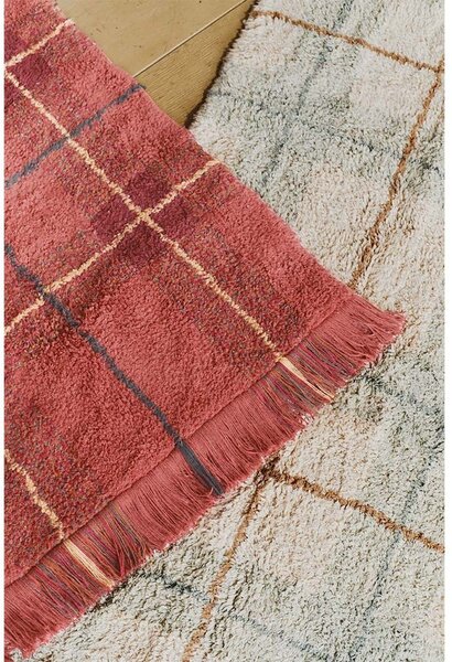 Covor roșu lavabil, țesut manual din bumbac 90x120 cm Tartan Vintage Red – Lorena Canals