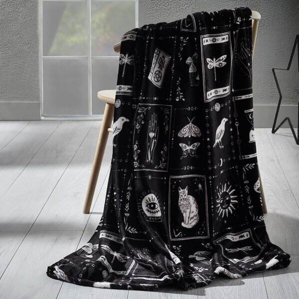 Pătură neagră din micropluș/cocolino 130x170 cm cu model de Halloween Enchanted Witchcraft – Catherine Lansfield
