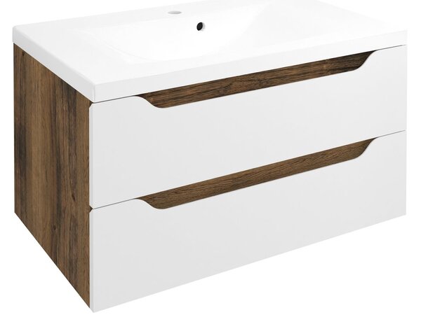 Sapho Sapho, Dulap lavoar WAVE 79.7x45x47.8cm, alb/stejar Collingwood, WA080-3019
