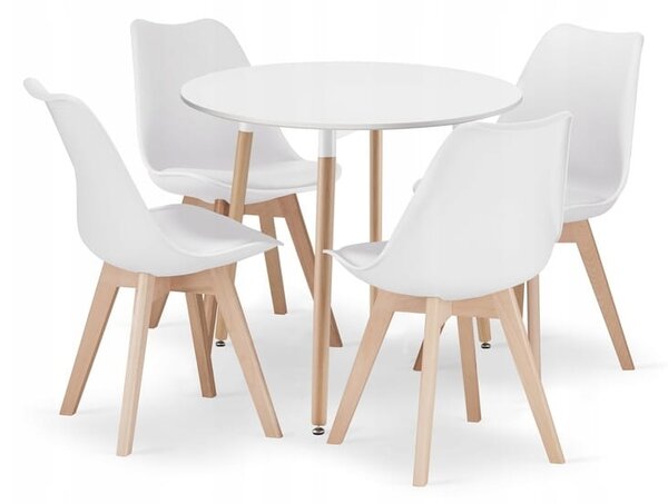 Set de sufragerie 1 + 4, masa KAMI 80x80 alb + scaun BALI MARK alb
