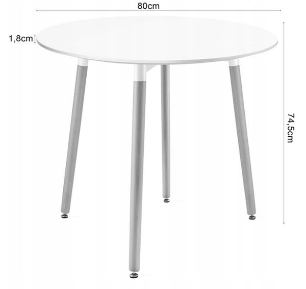 Set de sufragerie 1 + 4, masa KAMI 80x80 alb + scaun BALI MARK alb