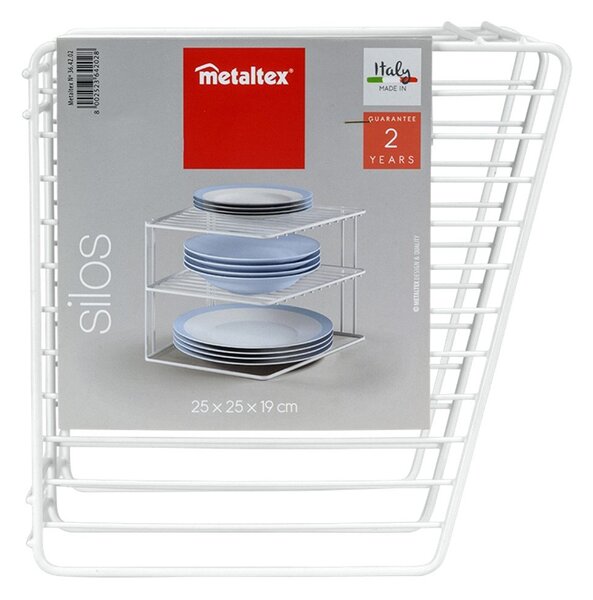 Raft suplimentar alb din oțel 25x25 cm Silos – Metaltex