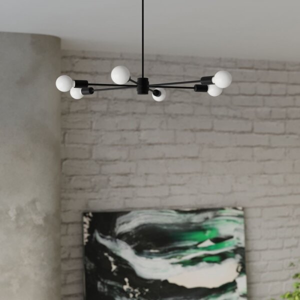 Lustră pe tijă LANGO 3xE27/60W/230V neagră Sollux SL.1021