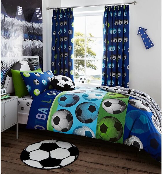 Lenjerie de pat pentru copii Catherine Lansfield Football, 135 x 200 cm, albastru