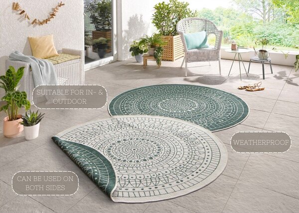 Covor adecvat pentru exterior NORTHRUGS Porto, ø 140 cm, verde