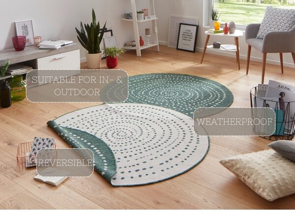 Covor reversibil pentru exterior NORTHRUGS Bali, Ø 140 cm, verde
