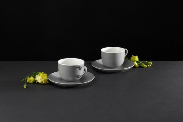 Set servire ceai sau cafea, 12 piese, 6 persoane, gri, Sonia