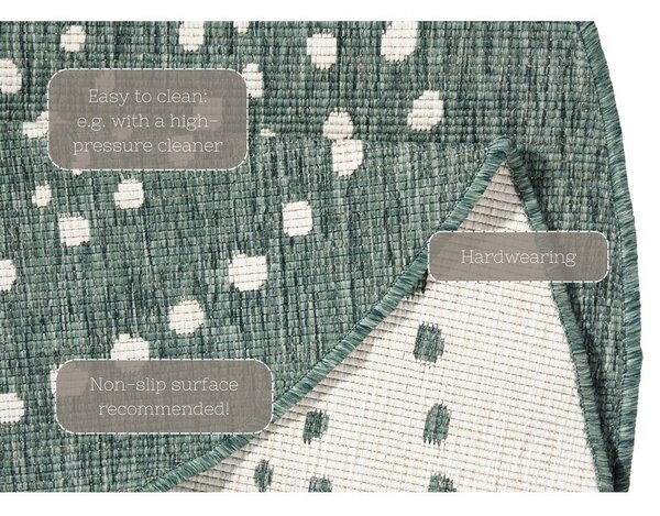 Covor reversibil pentru exterior NORTHRUGS Bali, Ø 140 cm, verde