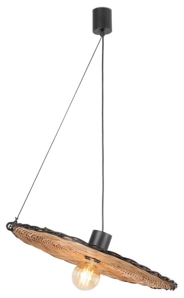 Lustră pe cablu COSTAS 1xE27/15W/230V d. 100 cm neagră/ratan FARO 68590-70