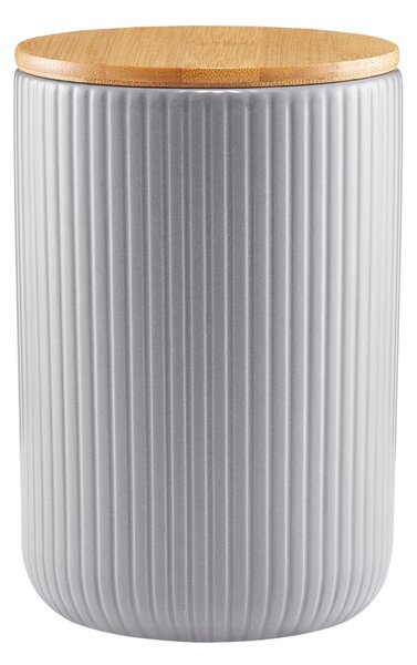 Recipient depozitare cu capac din bambus 850ml, gri, Curly