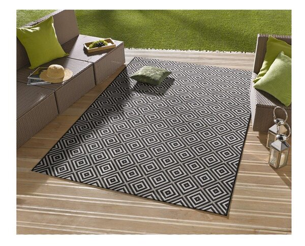 Covor de exterior NORTHRUGS Karo, 200 x 290 cm, negru-alb