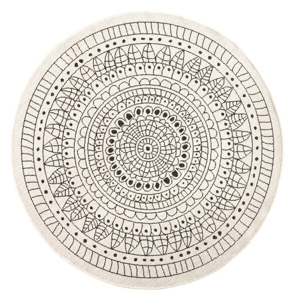 Covor adecvat pentru exterior NORTHRUGS Porto, Ø 200 cm, negru - crem