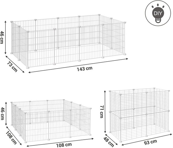 Gard pentru animale mici ANIMAL 143x73x46 cm, alb