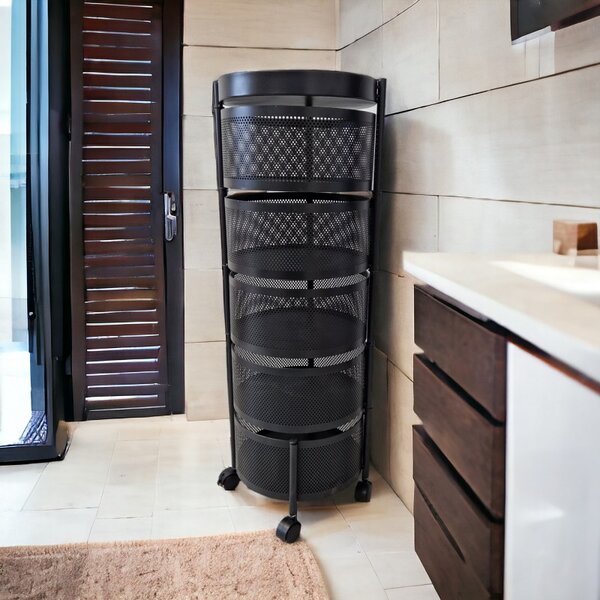 Raft rotativ pe roti ROUND SZ33 cu 5 cosuri, negru