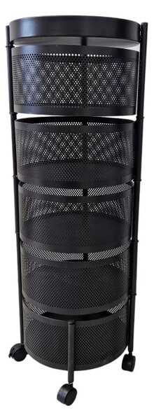 Raft rotativ pe roti ROUND SZ33 cu 5 cosuri, negru