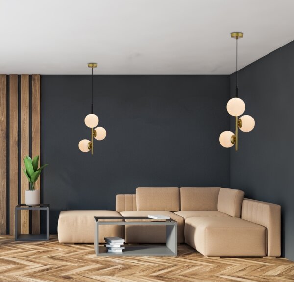 Lustră pe cablu DUO 3xE14/40W/230V aurie/neagră