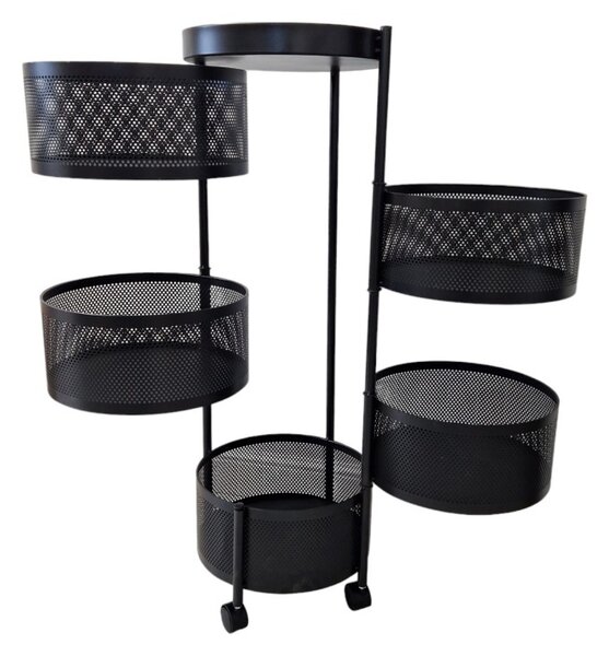 Raft rotativ pe roti ROUND SZ33 cu 5 cosuri, negru