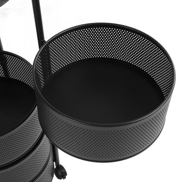 Raft rotativ pe roti ROUND SZ33 cu 5 cosuri, negru