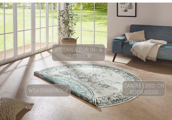 Covor adecvat pentru exterior NORTHRUGS Borbon, ø 200 cm, verde-crem